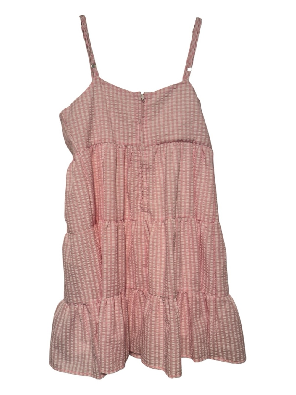 Altar’d State Pink White Gingham Tiered Mini Dress Cottagecore Size M NWOT - Picture 3 of 4